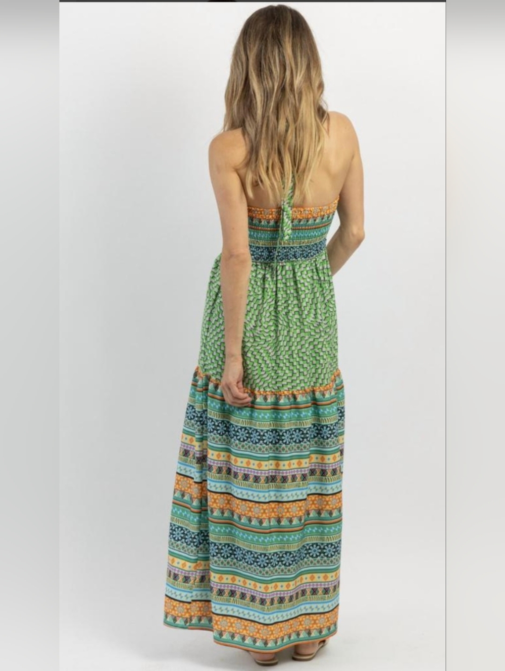 NWT...DAVI & DANI Kahuna Halter Maxi Dress SIZE LARGE - Picture 3 of 10